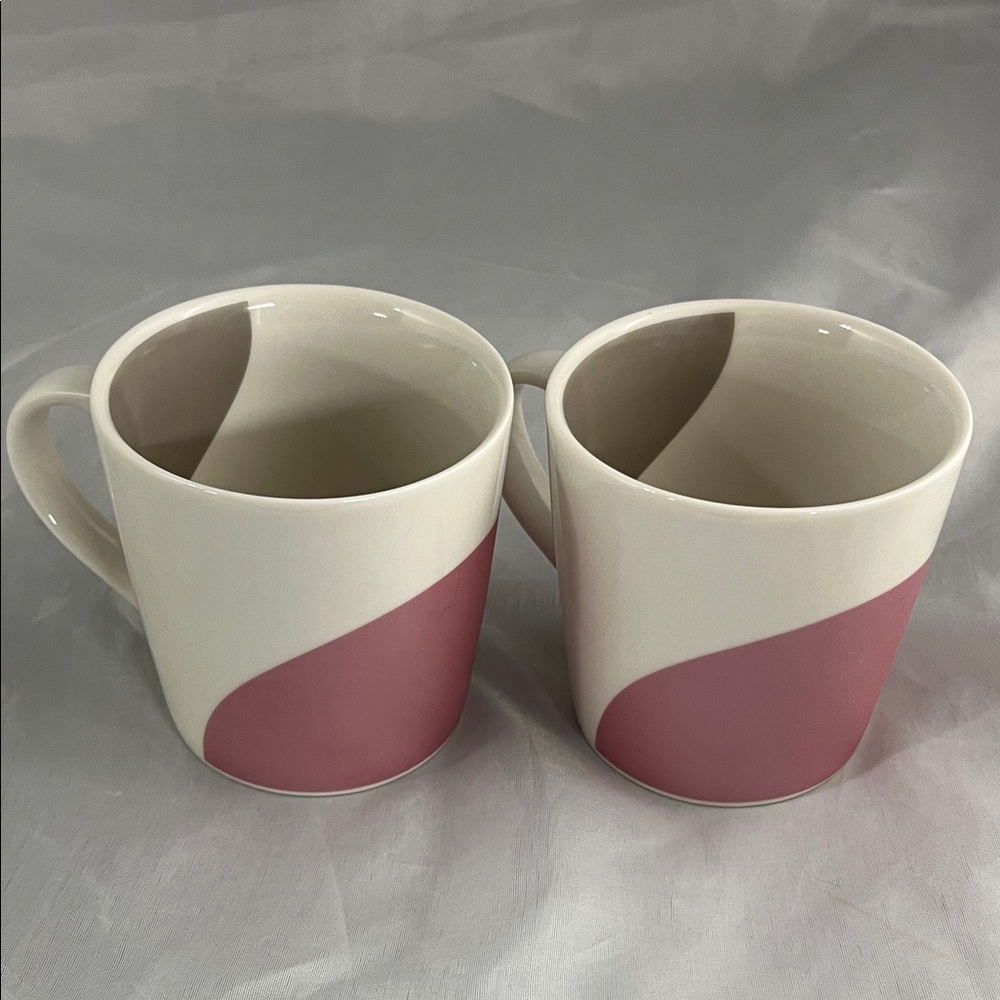 Vintage Starbucks 2005 Coffee Mugs Dipped Pink Grey Ceramic Mugs 14 oz - Picture 7 of 10